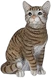 Dehner Dekofigur Katze getigert, ca. 31 x 25 x 17 cm, Polyresin, grau