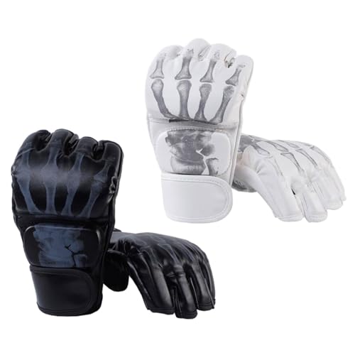 RNXRZANK Guantes de MMA para Deportes, Ventilado, en Blanco y Negro