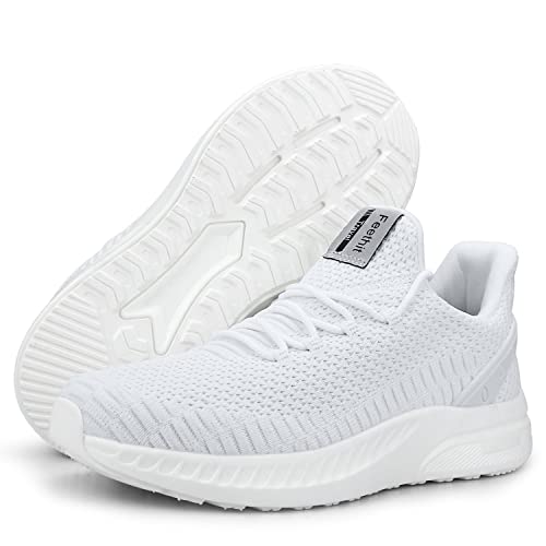 Feethit Mens Slip On Walking Shoes Blade Tennis Shoes Non Slip Running Shoes Lightweight Workout Shoes Breathable Mesh Fashion Sneakers All White Size 8.5 #TOP4