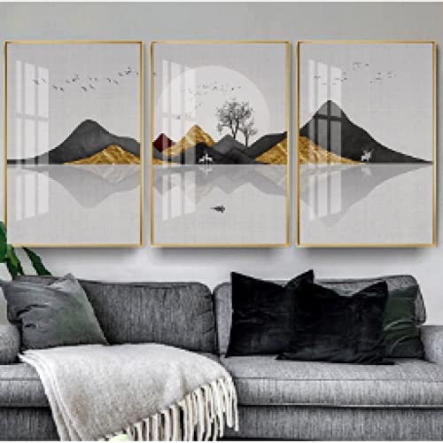 Toile paysage de montagne 60x90cmx3 pour habiller un grand mur vide