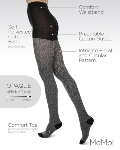 Image of MeMoi Women's Flattering Floral and Circular Pattern Sweater Tights