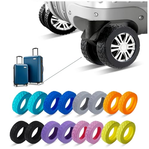 NCANBUS 16-Pack Luggage Wheel Covers Luggage Wheel Protector Covers for 2-2.4 inches Wheels SuitcasesAnti-Scratch & Noise Reduction Design Silicone MaterialDurable Travel Case Accessories.