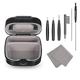 8 Pieces Hearing Aid Case Pocket Size with Cleaning Cloth Brush Tools for Sound Amplifier(Black)