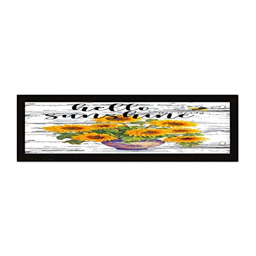 Cadre en bois décoratif Hello Sunshine peinture artisanale tournesol rigide