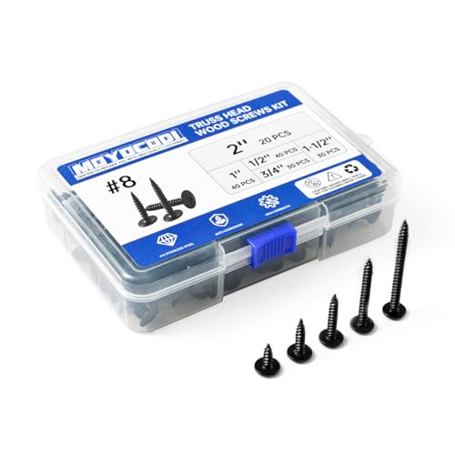 Vis à bois à tête bombée 410 inox - Kit de 160 pièces autotaraudeuses noires pour métal