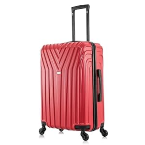 InUSA VASTY Luggage with Spinner Wheels | Durable Lightweight Hardside Suitcase, Travel Bag with Handle and Trolley, 24-Inch Medium Checked Luggage | Red