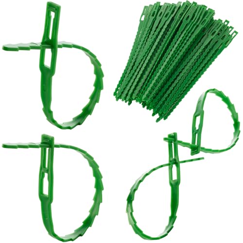 Boltza® Bridas verdes para plantas de jardín de 17 cm, reutilizables, resistentes a la intemperie, paquete de 100