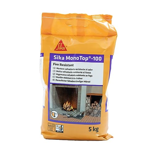 Sika Monotop-100 Fire Resistant, Mortero refractario de fraguado rápido para la construcción y reparación de elementos resistentes al calor hasta 750°C, Gris, 5kg