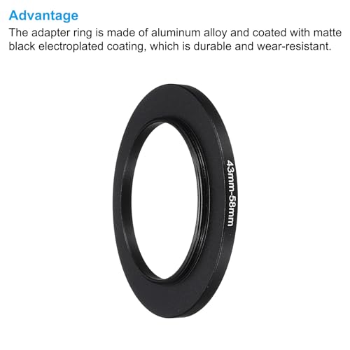 PATIKIL 43mm-58mm Metal Step Up Ring with Cleaning Cloth, 2 Pack Camera Lens Filter Adapter Ring Aluminum Filter Adapter Ring for Camera Lenses Hood, Black - Image 4