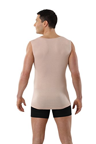 Men's Invisible Sleeveless deep v-Neck Business Undershirt Micromodal Light Nude Beige3