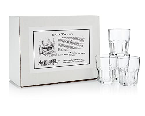 Trattoria-Style Vino da Tavola – Italian Stemless & Stackable Wine Tumbler 4-Piece Set (Gift Box Collection)