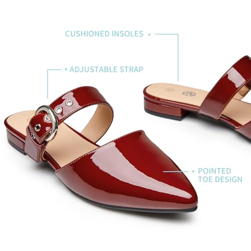 Image of Rekayla Mules for Women Adjustable Strap Pointed Toe Backless Loafer Shoes