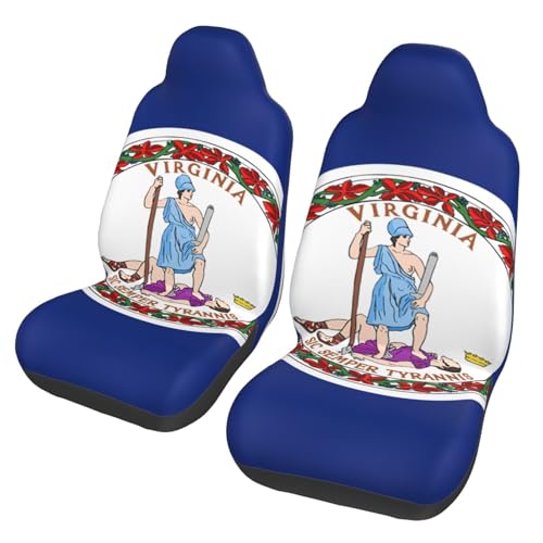 Housse de siège de voiture antidérapante universelle lot de 2 avec drapeau Virginie