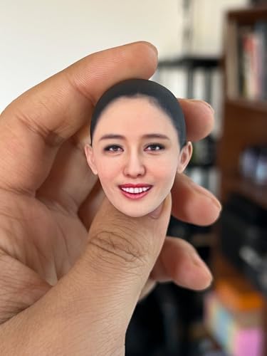 1/12 Scale Female Head Sculpt, Painted Pale Wheat Skin Head Carved Accessories for 6inch Action Figure Body, 1/12 Scale Makeup Female Head Sculpt Accessory - Finished Bald Head Only (Design E)