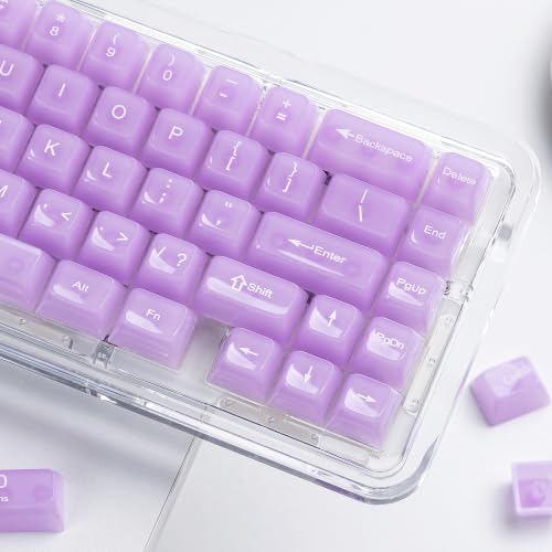 Image of Womier Clear Jelly Keycaps, Ceramic Keycaps Style Cute Purple Keycaps | Transparent Custom Keycaps 60 65 75 100 Percent for Cherry MX, Kailh, Outemu, Gateron Mechanical Keyboards (MDA Profile)
