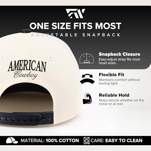 Image of Country Trucker Hat - Western Snapback Baseball Cap - Vintage Embroidered Hat for Men & Women
