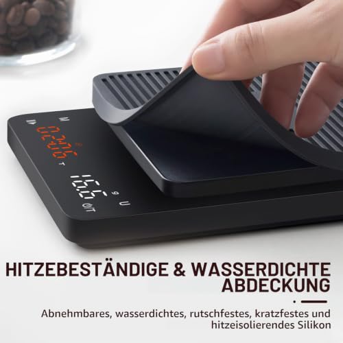 Bagail Digitale Kaffeewaage mit Timer 0,1 g Hochpräzise Elektronische Küchenwaage mit Großem Display und Automatischer Tarierung… – Ansicht 6