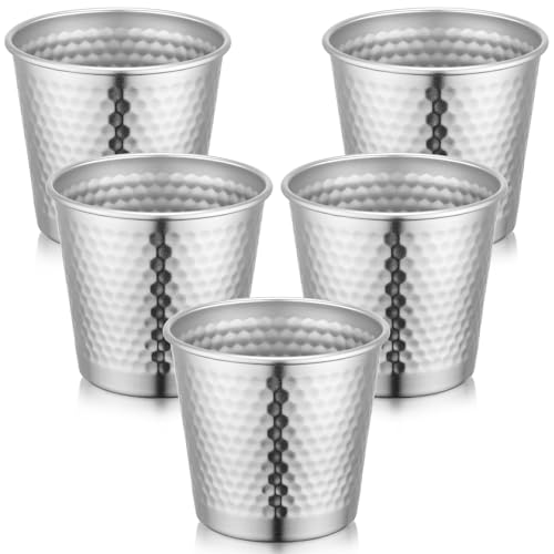 Beasea Small Stainless Steel Cups 6.8 oz, 5 Pack Mini Stainless Steel Tumbler Set, Stackable Drinking Cups Unbreakable Reusable Pint Glasses for Home Restaurant Office School Party Camping