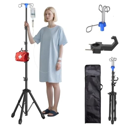 Portable Foldable IV Pole with Hooks