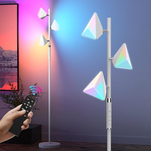 PARTPHONER RGB Tree Floor Lamp for Living Room, Stepless Dimmable Tall Standing Lamp with  - image 1