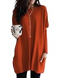 XXL Orange Casual Shirts for Women Tunic Plus Size Tops Trendy Fall Long Sleeve Dress Blouses with Pockets Business Outfits 2025 to Wear with Leggings