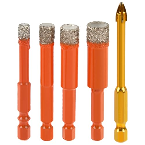 5PCS Foret Diamant, Foret Gres Cerame Forêt Carrelage,avec 6,8,10,12 mm, Metal pour Carrelage de 6mm, Meche Carrelage pour Céramique Verre Granit Marbre...