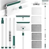Baseboard Cleaner Tool with Handle, 60' Extendable Long Handle Baseboard Cleaner with 5 Reusable Pads for Baseboards Cleaning, Ceiling, Wall, Floor, Bathroom, Kitchen