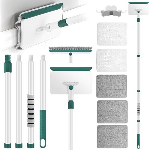 Baseboard Cleaner Tool with Handle, 60" Extendable Long Handle Baseboard Cleaner with 5 Reusable Pads for Baseboards Cleaning, Ceiling, Wall, Floor, Bathroom, Kitchen by wlich - Used condition - US$21.13