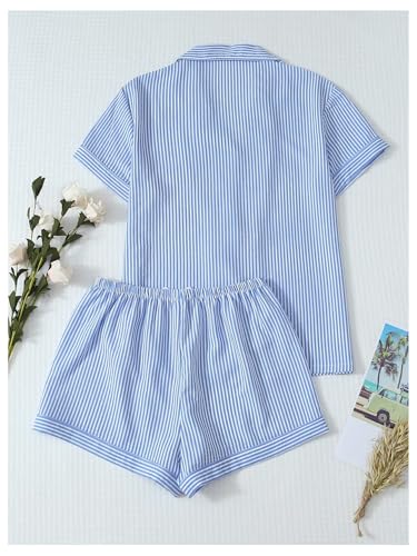 Image of Floerns Women's Floral Pajamas Notch Collar Print Sleepwear Two Piece Pajama Set