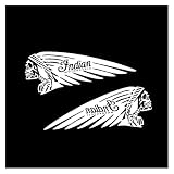 2PCS Motorcycle Cool Stickers Indian Skull Moto Fuel Tank Left Right Side Logo Racing Helmet Decals Decor Auto Accessories PVC(White,21x7.7cm)