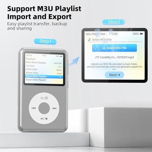 Image of Innioasis 64GB Mp3 Player with Bluetooth, Lossless DSD DAC FLAC Support, Y2 Classic Dedicated Music Player with Playlists, Nostalgia Design, Supports up to 2TB Silver