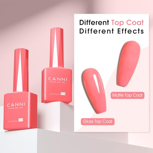 Image of CANNI 9ml Grapefruit Pink Gel Nail Polish, High Gloss UV LED Soak Off Gel