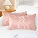 CaliTime Pack of 2 Cushion Covers Bolster Pillow Cases Shells for Couch Sofa Home Decor Modern Shining & Dull Contrast Circles Rings Geometric 12 X 20 Inches Dusty Pink