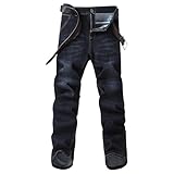 Men's Classic Relaxed Fit Jean Lightweight Straight Leg Washed Denim Jeans Retro Distressed Loose Fit Jean Pants (Black009,32)