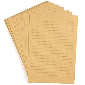 100 Sheets Vintage Kraft Stationary Paper 5.71 x 8.27 inch, A5 Size 120gsm Lined Stationery Writing Letter Papers Bulk Set for Personalized Letters, Creative Poems, Lyrics, Office Notes, etc