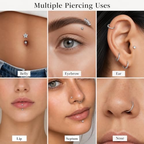 16G Rook Eyebrow Piercing Jewelry Surgical Steel Set - 4
