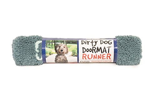 Dog Gone Smart Dirty Dog Microfiber Paw Doormat - Muddy Mats For Dogs - Super Absorbent Dog Mat Keeps Paws & Floors Clean - Machine Washable Pet Door Rugs With Non-Slip Backing | Runner Pacific Blue #TOP1
