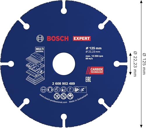 Bosch 1x EXPERT Carbide Multi Wheel Trennscheibe (für Hartholz, Holz mit Nägeln, Ø 125 mm, Professional Zubehör Kleiner Winkelschleifer)