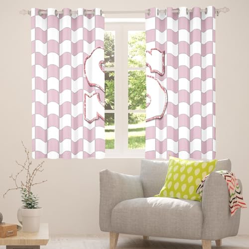 Image of Erosebridal Pink Initial S Window Drapes Kawaii Plaid Checkered Blackout Curtains 38 inchWx54 inchL Cute Personalized Monogram Curtains for Kids Girls Bedroom,Fashion Grids Gingham Window Treatments 2 Panels