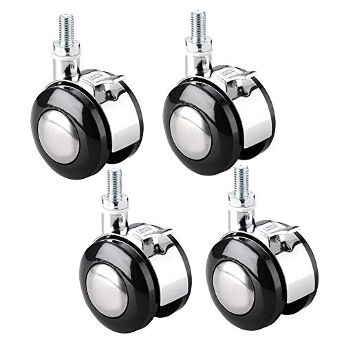 Roulettes pivotantes M6 avec frein lot de 4 pour lit et table