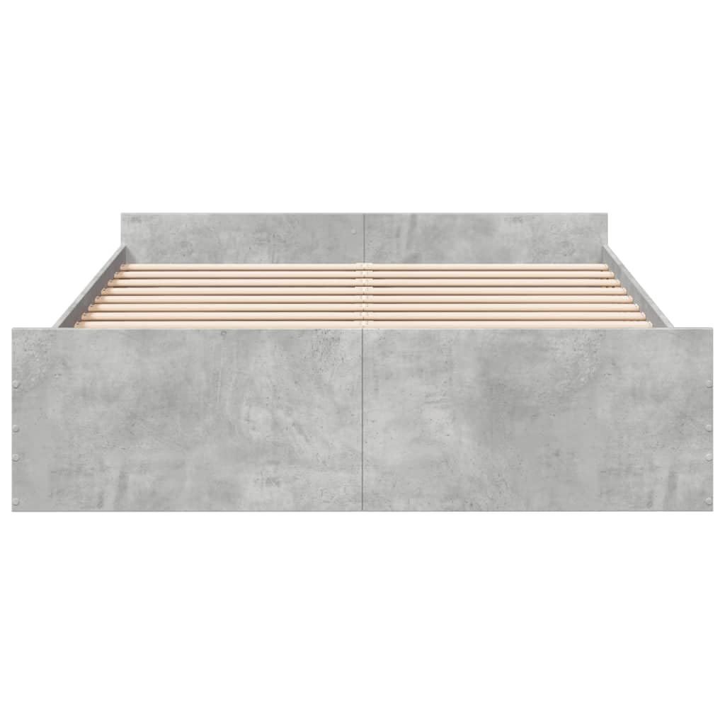 vidaXL Cama con cajones Madera ingeniería Gris hormigón 140x200 cm