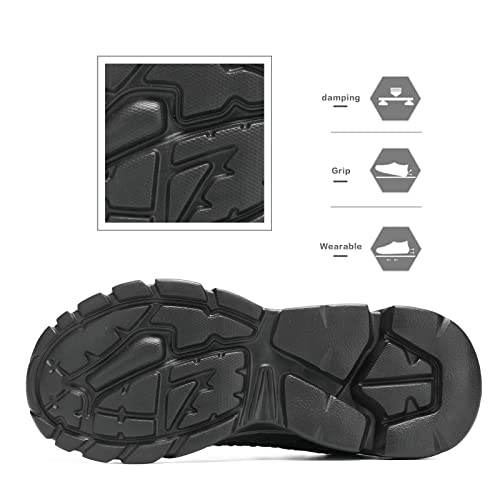 Srenket Men's Running Shoes Non Slip Shoes Breathable Lightweight Fashion Sneakers Slip Resistant Athletic Sports Walking Gym Work Shoes All Black