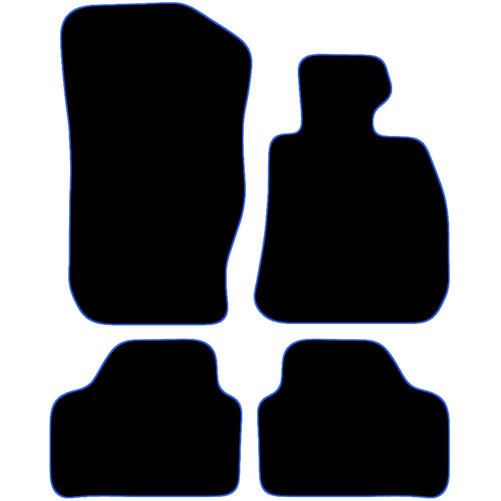 Carsio Carpet Car Mats For BMW X1 2010 2015 (E84) 4 Piece Set Tailored Fit Floor Mat Complete Accessory Black Custom Fitted - All Weather, Anti-Slip Backing & Blue Trim