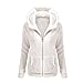 Produktbild Solid Color Coat Women Thicken Soft Fleece Outwear Coat Winter Autumn Warm et Hooded Zipper Overcoat White 4XL