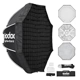Godox EazyFlow Quick-Release Softbox, Foltbare Octabox Quick Setup, Bowens Mount Soft Box mit Diffusoren Honeycomb Grid für Studio Streaming Outdoor Portrait Fotografie (Octa 60cm)
