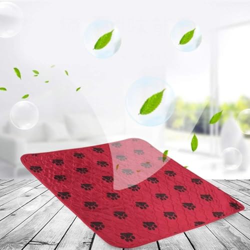 Image of Reusable Dog Pee Pads, Reusable Puppy Pads Washable Pee Pads for Dogs Waterproof Training Pads for Dogs, Dog Pee Pad Urine Mat for Pet Dogs Cats(80*90cm-Red)