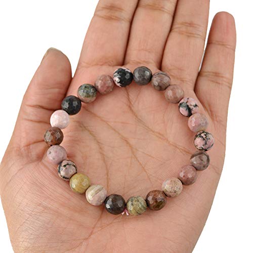 Image of Reiki Crystal Products Natural Crystal Stone 8 mm Faceted Diamond Cut Beads Bracelet for Men & Women | Reiki Charged Gemstone Bracelet | Multiple Stone Variants Available