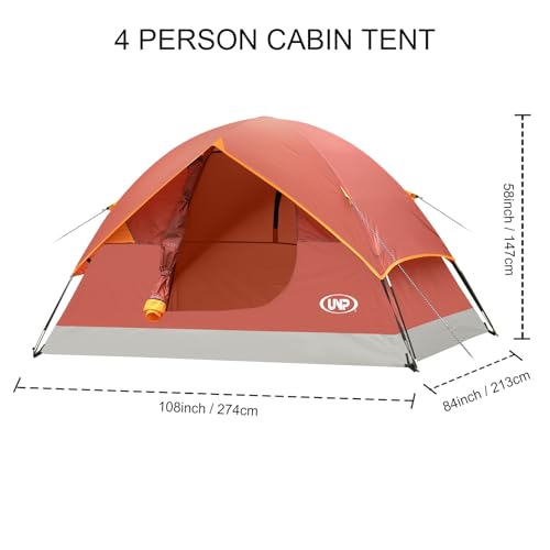 Image of unp 6 Person 4 Season Dome Tent, Easy to Set Up for Camping & Hiking, Lightweight & Portable, Green
