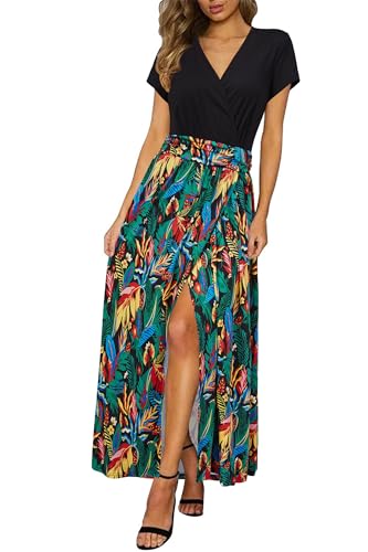 Image of Newshows Women's 2026 Lightweight Summer Wedding Guest Beach Vacation Casual V Neck Split Flowy Maxi Dress