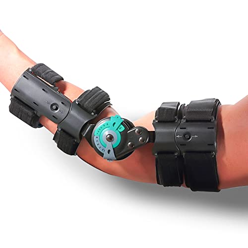 Ortho Depot DLX Range of Motion Post Operative Elbow Brace for Adult, Adjustable Straps, Arm Cast Elbow Stabilizer, Easy One Touch Adjustment Hinged Elbow Brace Strap On Brace Rehabilitation (LEFT)
